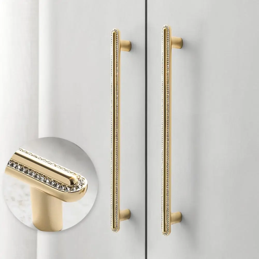 Zinc Alloy Cabinet Door Handle Light Luxury Style Diamond Crystal Crystal Drawer Pulls High-End Design Nordic Style