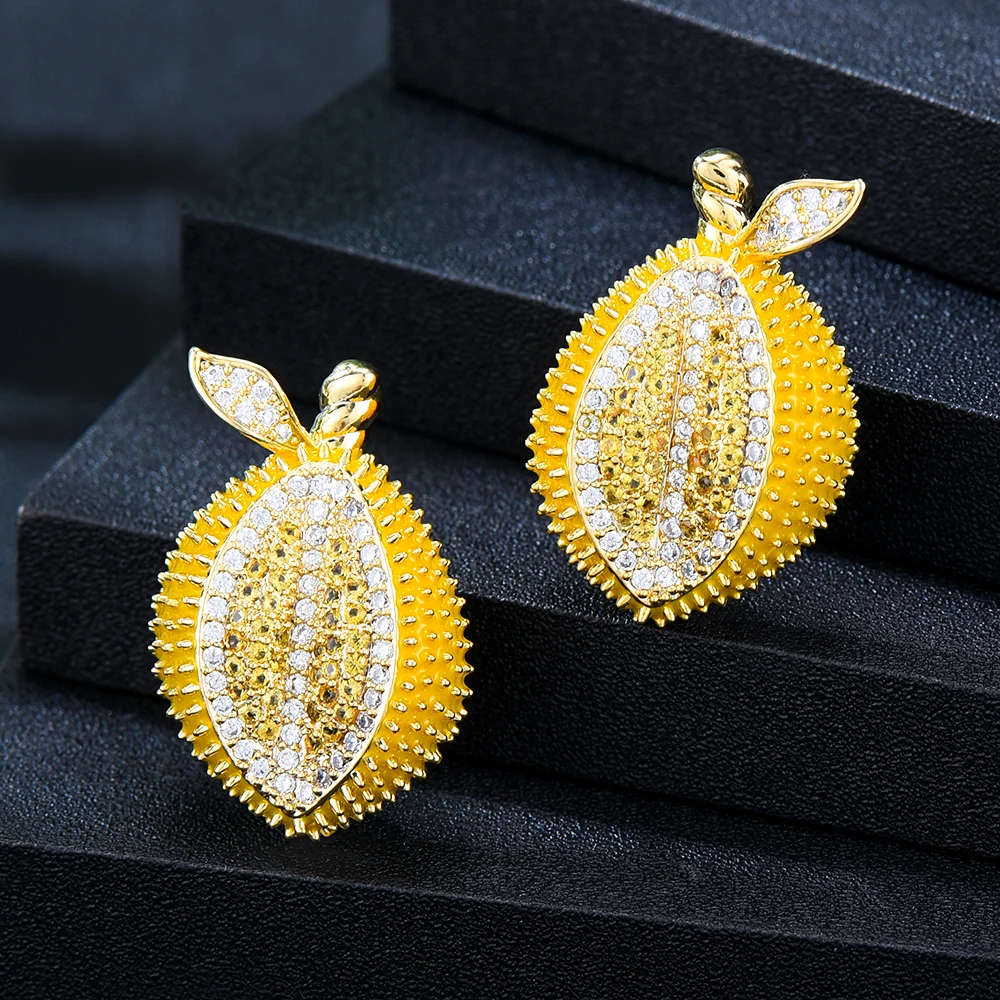 

Surper Cute Lemon Orange Earrings For Noble Women Bridal Wedding Daily Jewelry Luxury Gorgeous High Quality