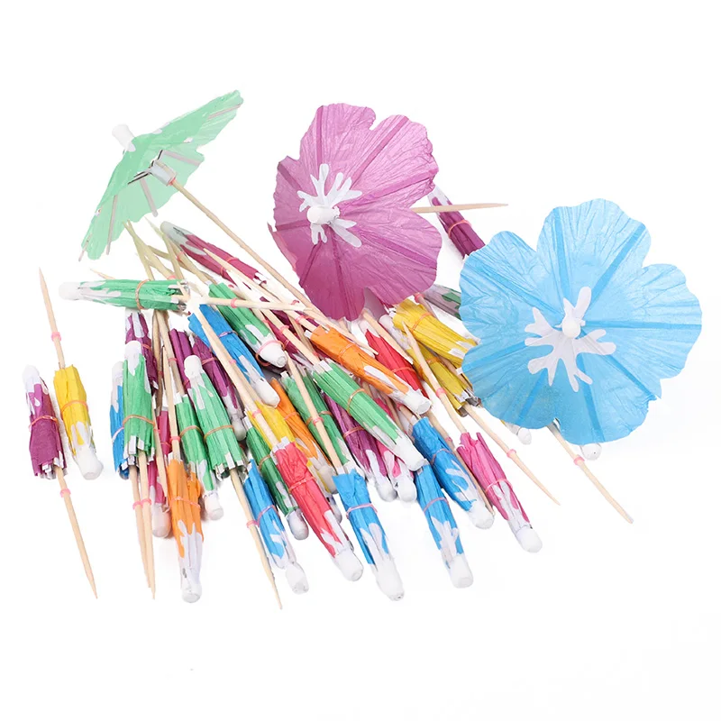 30/50pcs Umbrella Cocktail Picks for Hawaiian Summer Tropical Birthday Party Decoration Cupcake Toppers Food Fruit Picks Wedding