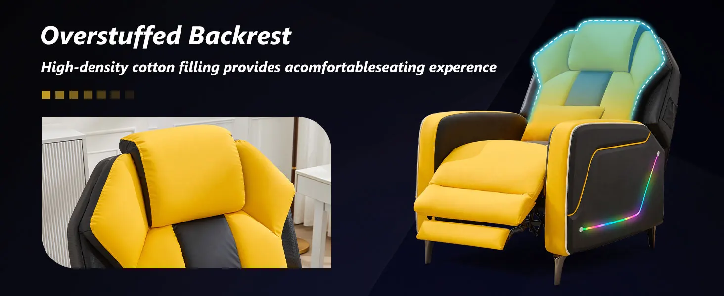 TCGBKAF LED Gaming Recliner Chair Ergonomic Video Game Reclining Chair with Footrest Lumbar Pillow & Side Pocket Home Theater Recliner Sofa Chair for Gaming Room Living Room Bed… image 12