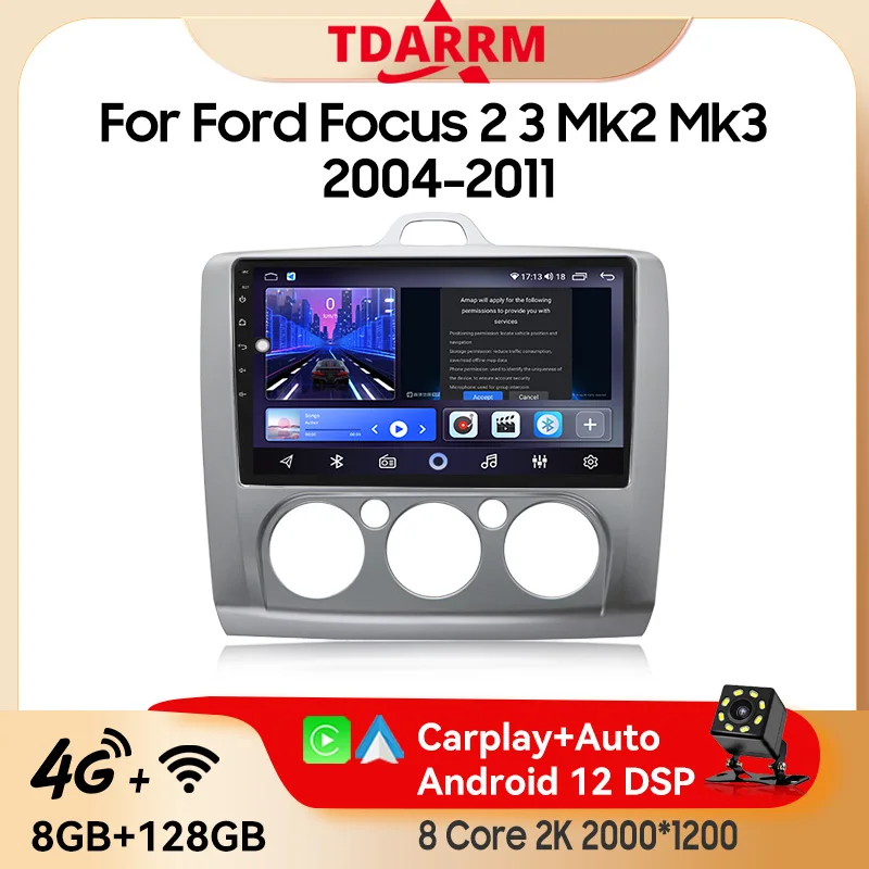 Car Radio Android12 Wireless Carplay For Ford Focus 2 3 Mk2 MK3 2004-2011 Car Video Stereo Player Intelligent Systems Multimedia