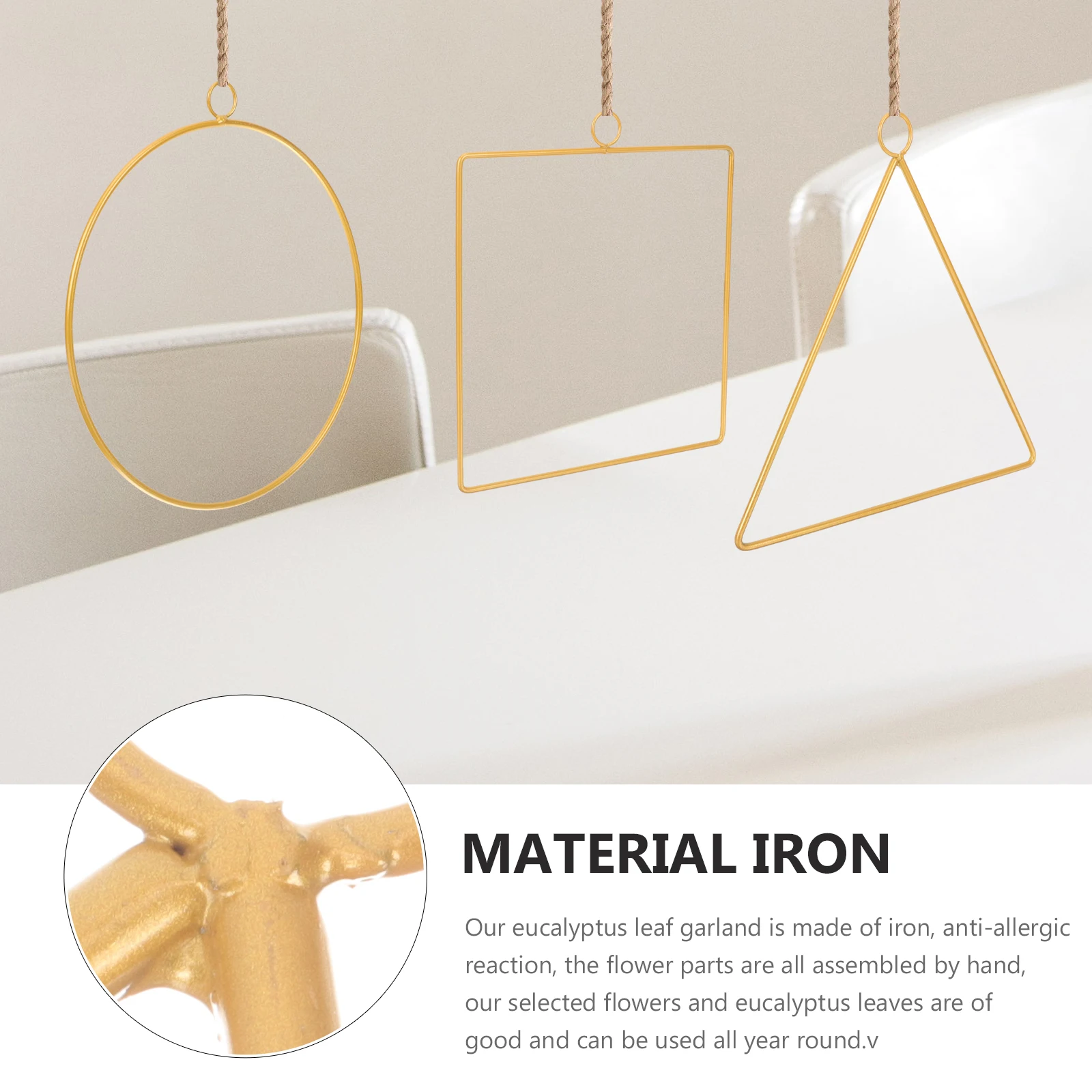 

3pcs Hoop Wreath Making Base Metal Flower Frame DIY Supplies Craft Iron Tools Wall Hanging Decorations Home Photo Frames