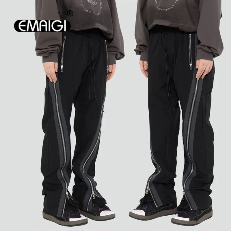 

Pants Side Zipper Pull Away Loose Casual Streetwear Hiphop Boot Cut Pant for Men Women Jogger Sweatpants Male Sports Trousers