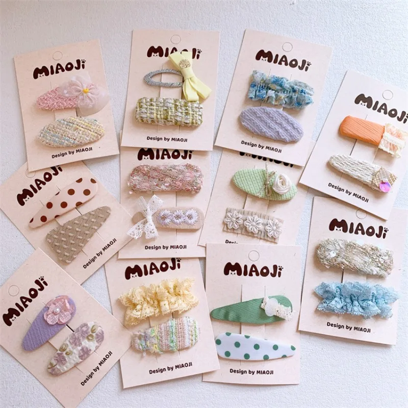 

Cute Fabric Bow Hair Clips Plaid Floral Design 2-Pack Color Options for Little Girls Side Flyaway Barrettes Non Slip No Crease