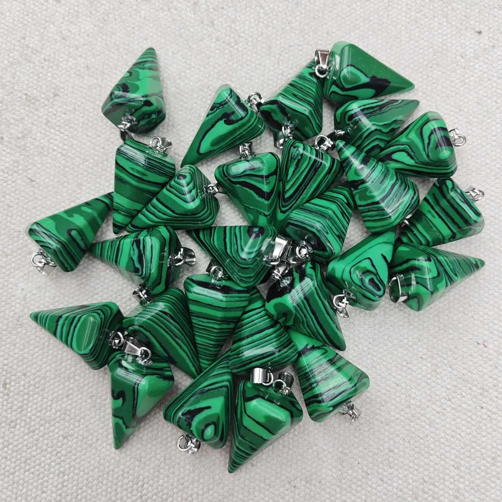 Fashion synthetic malachite hexagon pyramis charms pendant for Jewelry accessories making Wholesale 20pcs/lots fast shipping