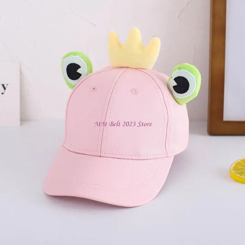 49ME أطفال كارتون لعيون الضفدع تاج القطن قبعة بيسبول الربيع الصيف في الهواء الطلق واقية من الشمس الحلو لون الحلوى قابل للتعديل