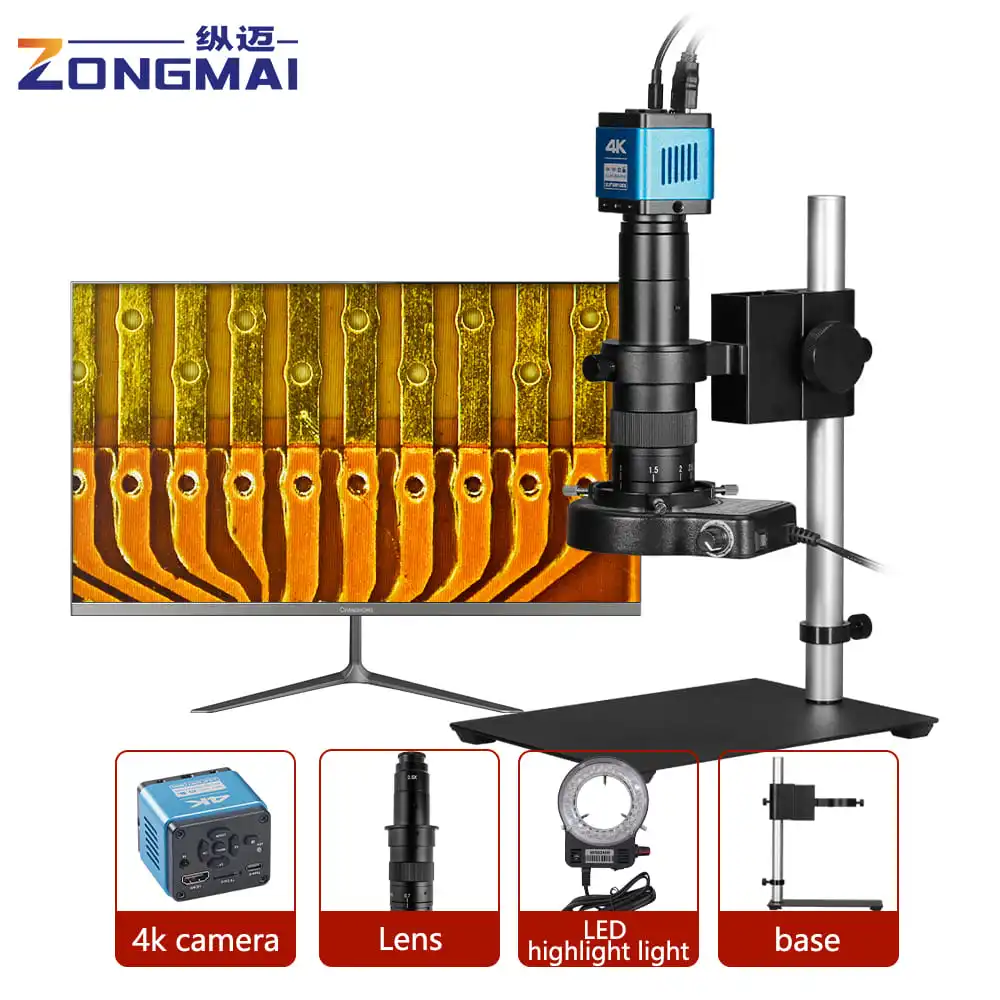 Microscopio Video HDMI 4K Ultra HD Zoom continuo 20-180X microscopio di ispezione industriale per riparazione di telefoni cellulari con montaggio a C