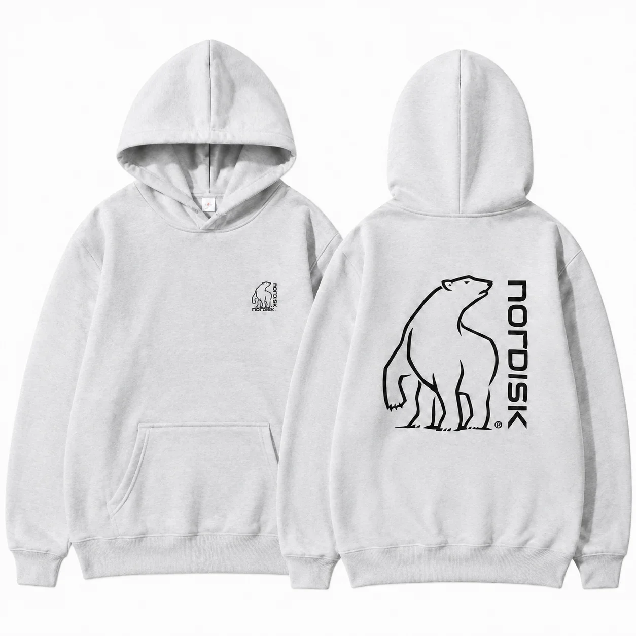 Großer Eisbär NORDISK Grafik Outdoor Mode Lässiger Kapuzenpullover Herren und Damen Herbst und Winter Hochwertiger Hoodie – Detail 7