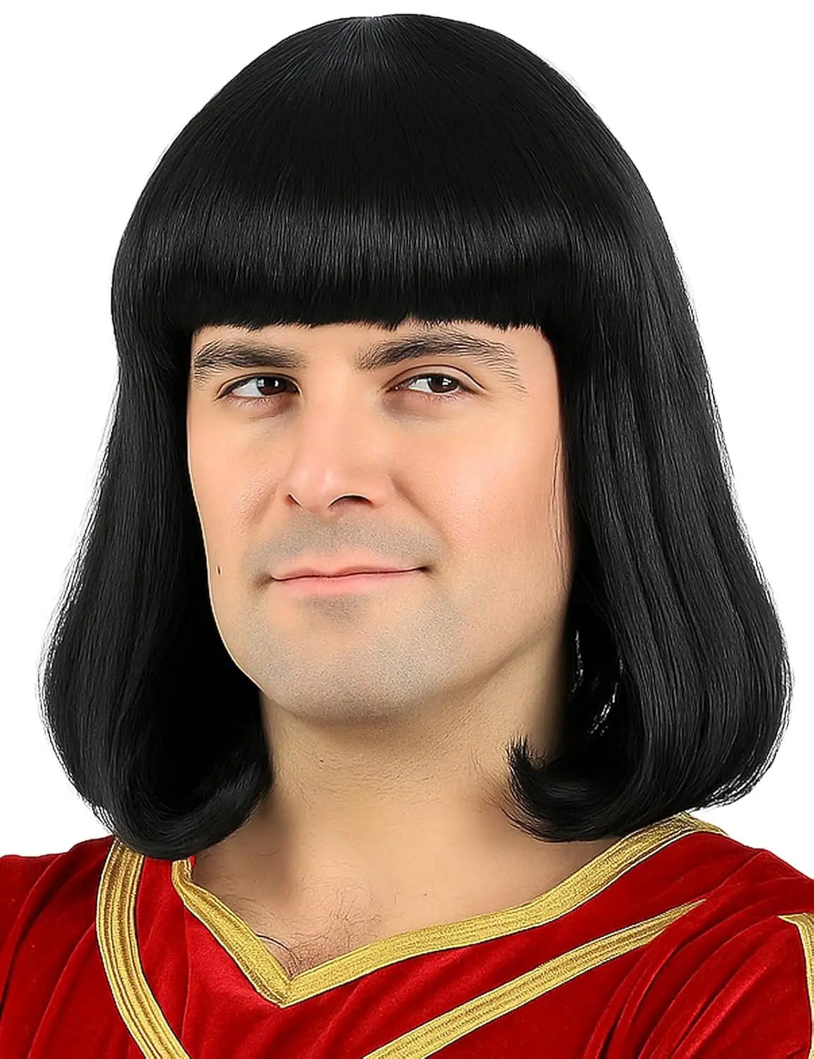 Unisex Black Wig with Bangs Short Straight Black Bob Wig for Mens Halloween Costumes Cosplay Party  Lord Farquaad Wigs