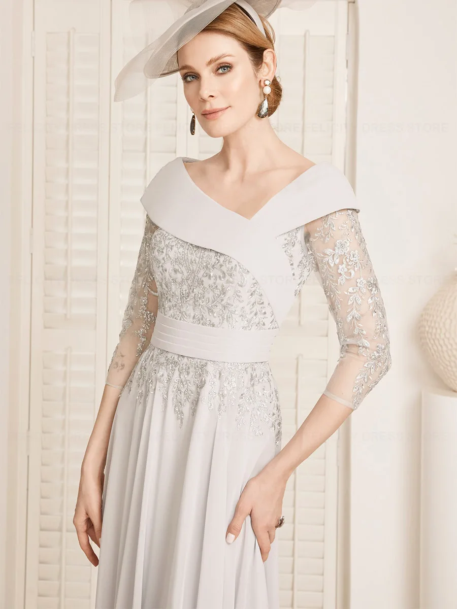 Elegant Mother of the Bride Dresses 2025 Customized A-line Tea-Length Lace Pleated Formal Prom Wedding Guest Party Dresses