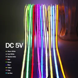 LED COB Strip Light Com Fio 2Pin Iluminação Linear de Alta Densidade Lâmpada Fita Flexível, Home Decor, Quarto, 5V, 12V, 24V, 320 LEDs por m