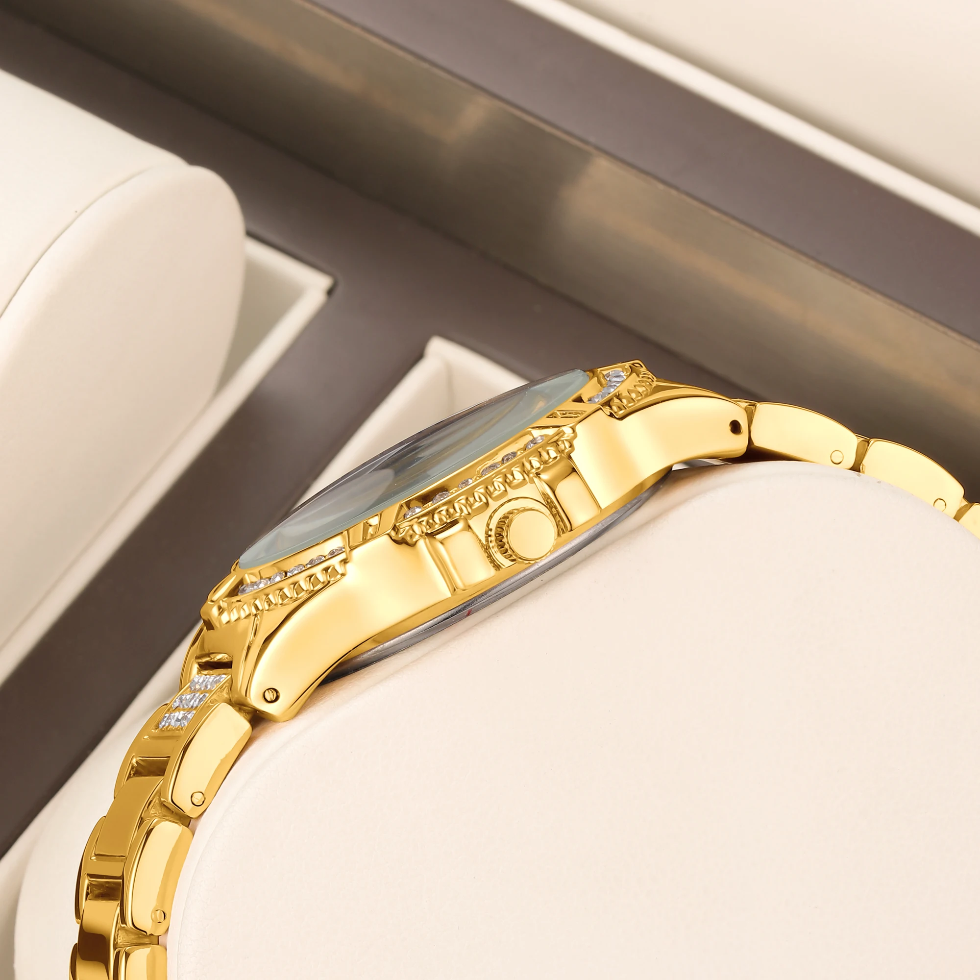 YaLaLuSi Couple Watches Fashionable Luxury Diamond-Studded Dial Calendar Waterproof Quartz Bracelet Wristwatch Gift Timepiece