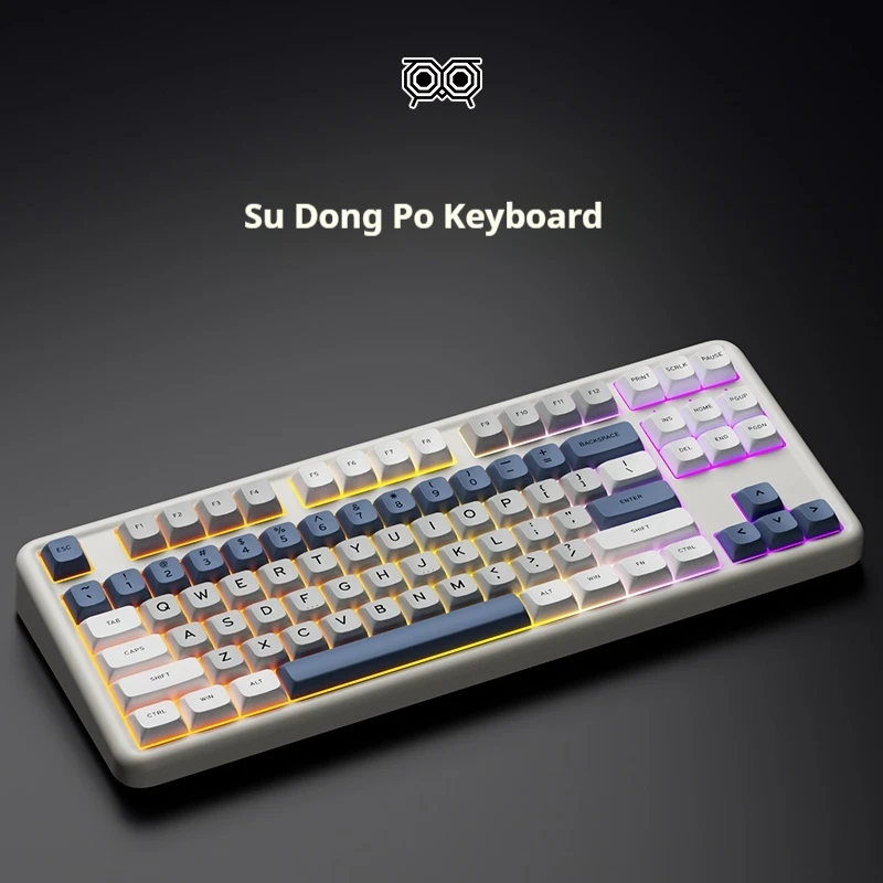 Keyviewer Su Dongpo Mechanical Keyboard Customized Three-Mode Hot Plug 2.4g Wireless Rgb Game E-Sports Office 87keys Keyboard