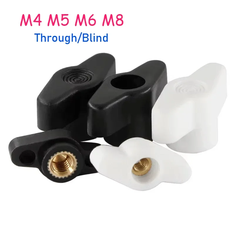 M4 M5 M6 M8 27# 36# T Type Plum Bakelite Hand Tighten Nuts Butterfly Plastic Head Hand Knob Nut Through Hole/Blind Hole
