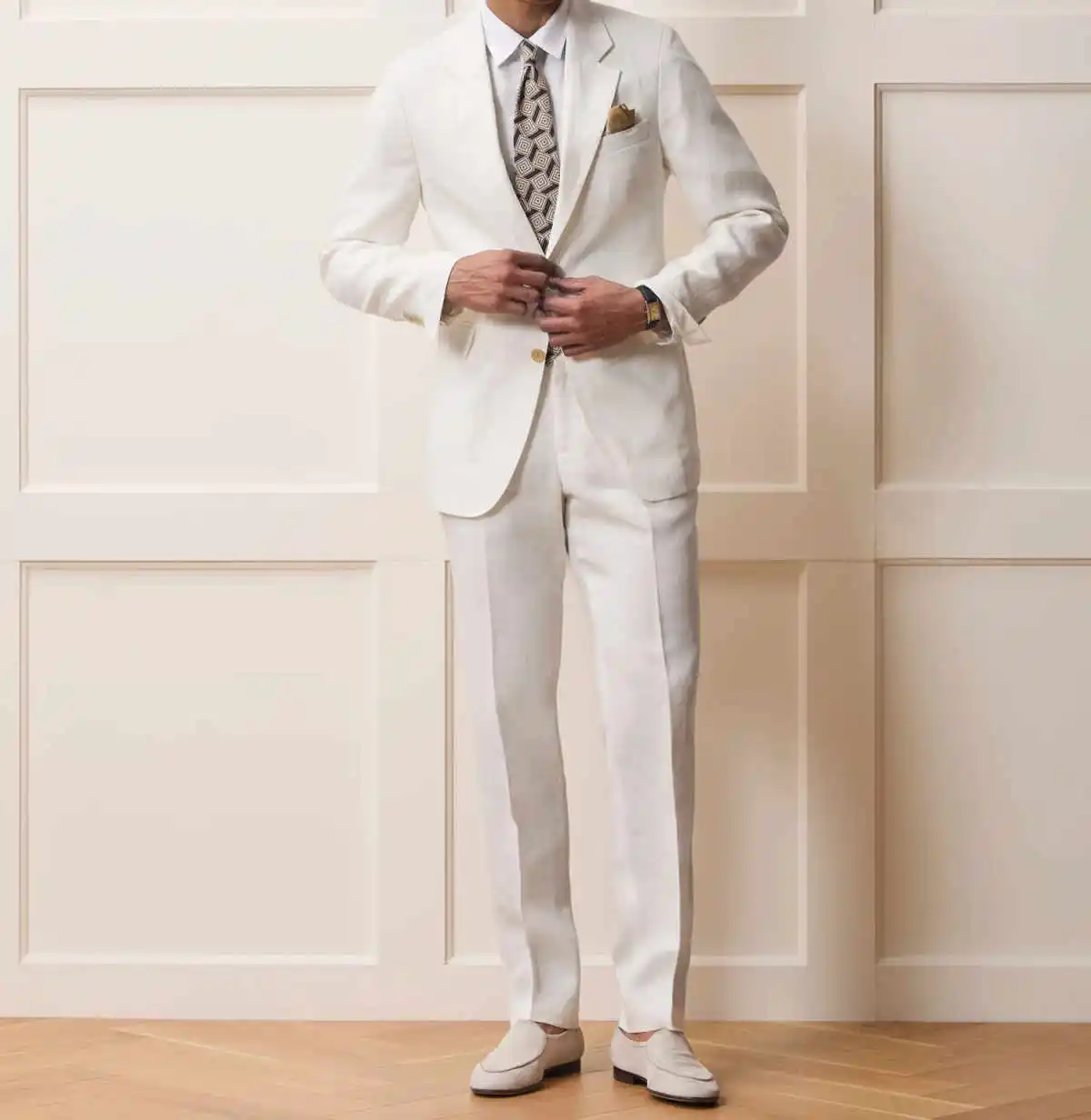 Classic Fit Man Tuxedos Notched Lapel 2 Piece Jacket Pants Wedding Suit Plus Size Single Breasted  Groom Wear Customized