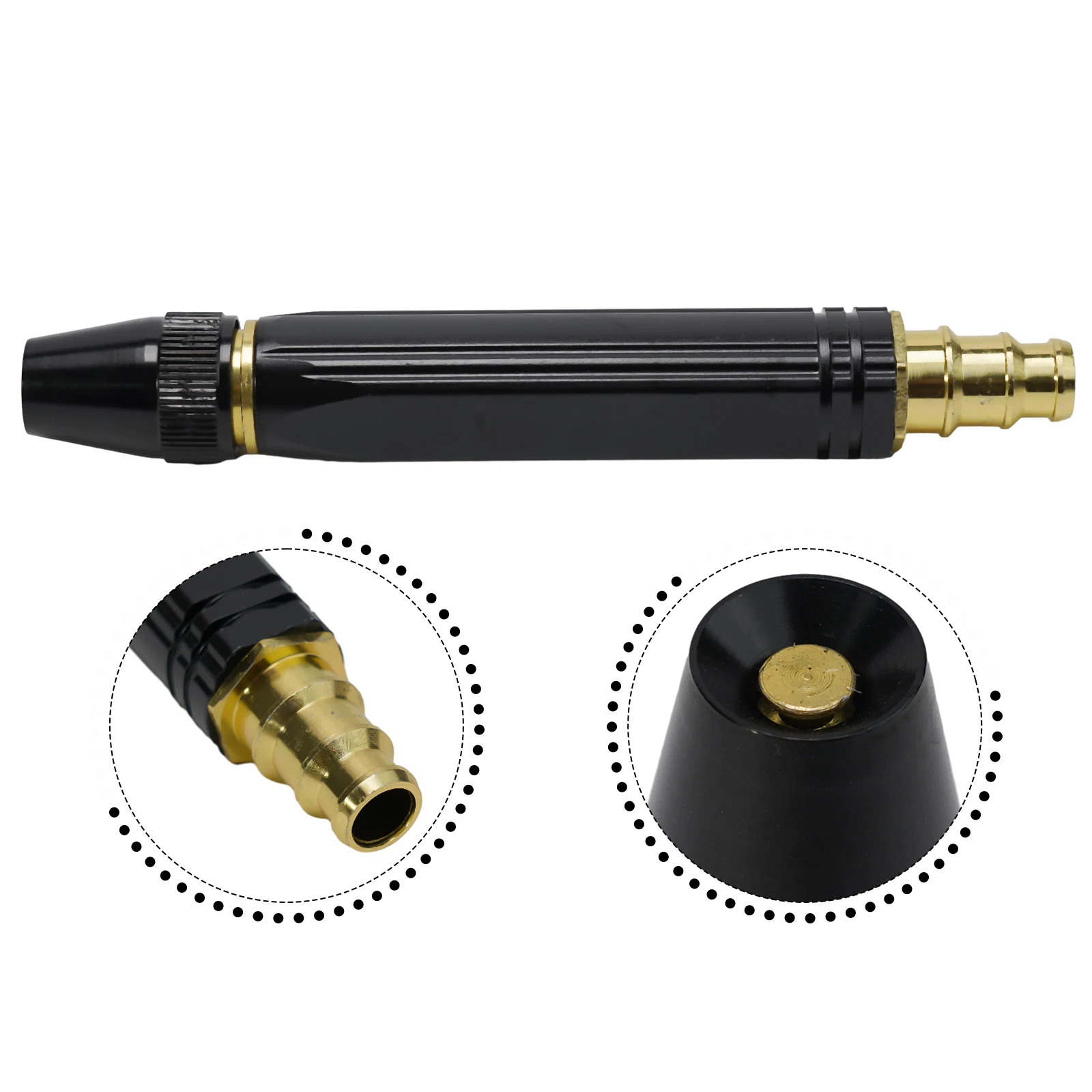 Outdoor Water Nozzle with High Pressure Flushing Capability and Build for Repeated Use in Car Wash and Garden Settings