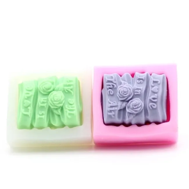 Rectangular Silicone Soap Mould Love flower pattern soap mold DIY Articraft handmade aroma stone mold clay resin mold