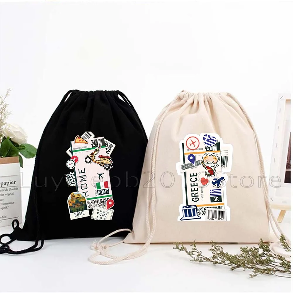 

Сиэтл Эквадор Греция Рим Афины Амстердам Киев Воздушный самолет Билет Посадка Пропуск Холст Сумки на шнурке Рюкзак Спортивный рюкзак