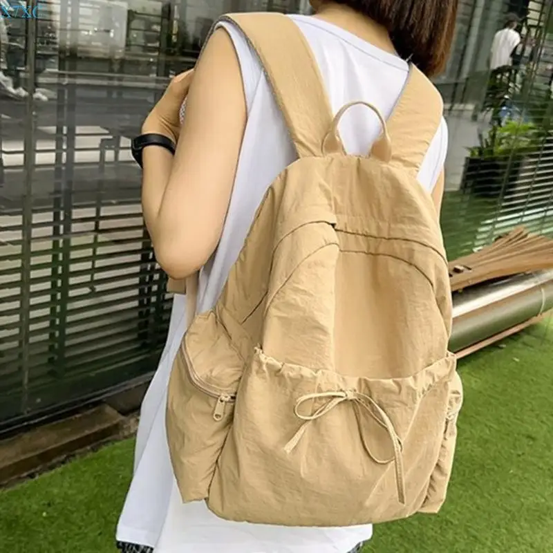 X7XC Korean School Bag Aesthetic Backpack Nylon Laptop Bags for Teenagers Large Capacity Daypack Casual Book Bag