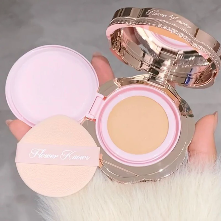 Crema Cushion Idratante a Lunga Durata Flower Know Bunny Garden, Controllo dell'Oleosità, Correttore, Illuminante per la Pelle