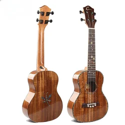 Concert All KOA Solid Ukulele with Colorful Shell Inlay Design Back