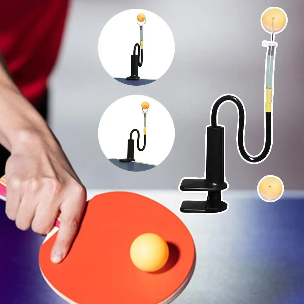 Table Tennis Trainer with Automatic Ball Return Spring Design Copper Sleeve Protection Adjustable U Shape Base Clamp for Train