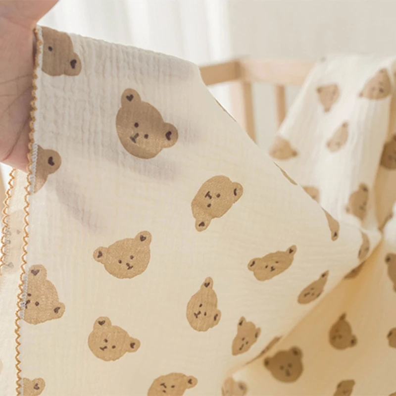 Cotton Swaddle Blanket Baby Floral Print Muslin Diaper New Born Crinkle Fabric Stroller Cover