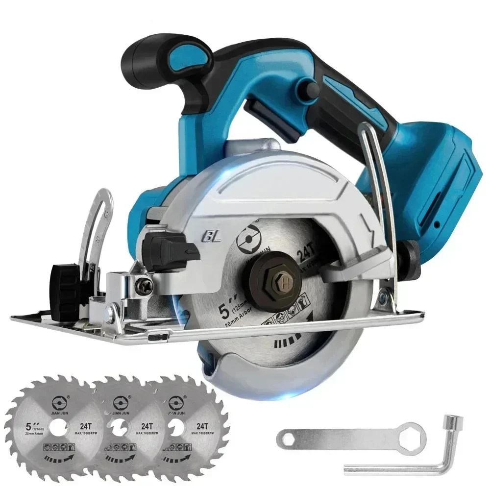 Makita 18V 배터리 사용 미니 전기 원형톱 브러시리스 5 인치 125mm, 무선 0-45 ° 조정 가능 목공 전원 정원 도구