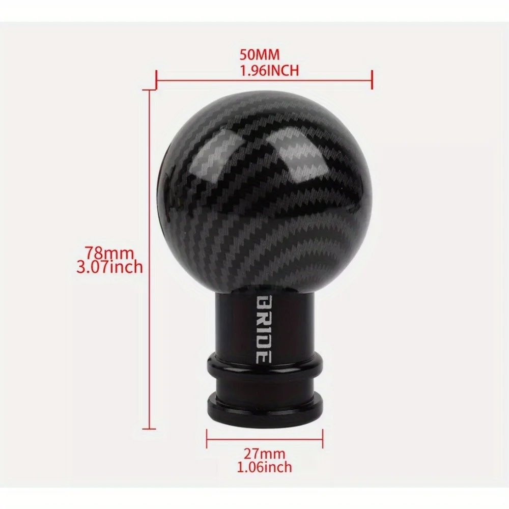 1PC General Motors Gear Head Carbon Fiber Pattern Circular Handball Swing Rod Gear Head Manual Transmission