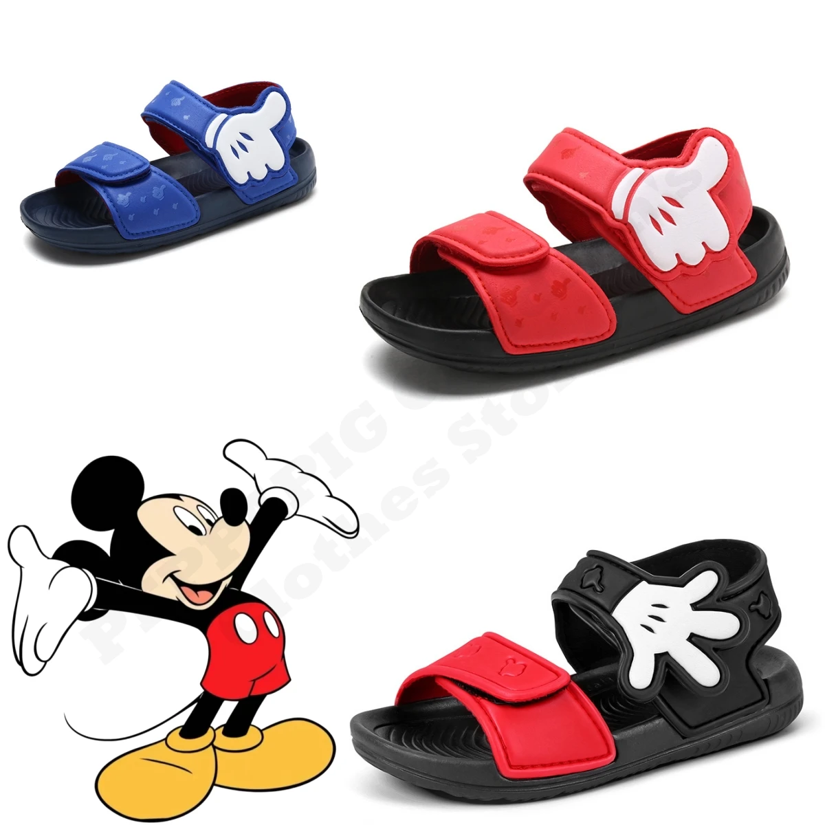 

2024 Disney Mickey Mouse Summer Baby Children's Sandals 4-12 Years Old EVA Cartoon Beach Soft Shoes Non-slip Boys Girl