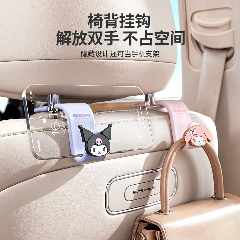 Sanrio Hello Kitty Kuromi Melody Pochacco Car Hook Car Back Hanging Hook Cute Car Seat Small Hanging Hook Cartoon Anime Car Hook