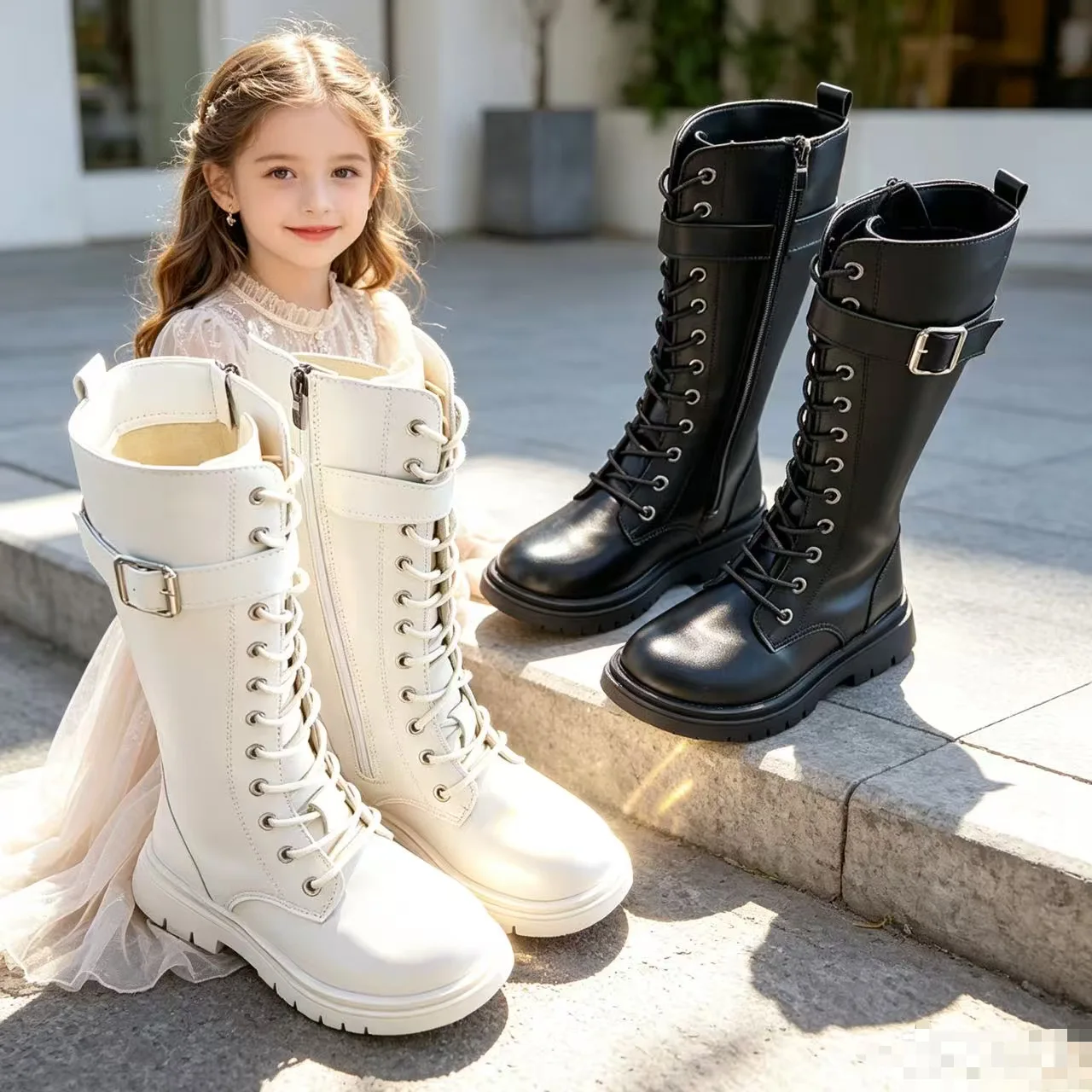 2026 Elegant Zipper Baby Girl Casual Fashion Boots Autumn/winter Round Toe Warm Thick Sole Comfortable Children's Midsole Boots