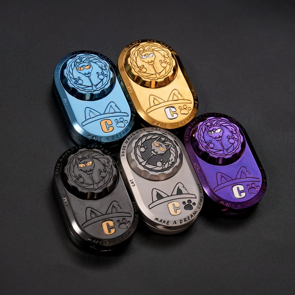 Cat God EDC's New Rhythm Stainless Steel Engraved Push-and-rotate Fingertip Decompression Desk Toy