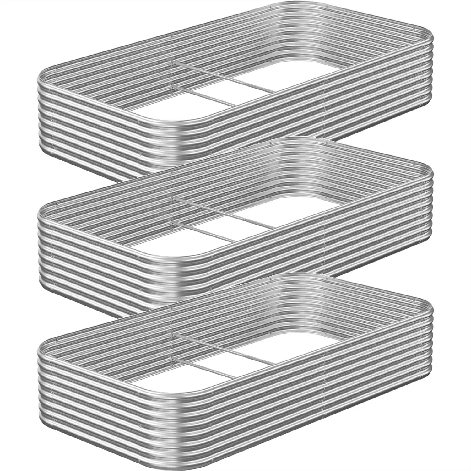 

3 Pack Raised Garden Beds, Corrugated Galvanized Steel Planter Box for Vegetables Flowers, Outdoor 3x2FT