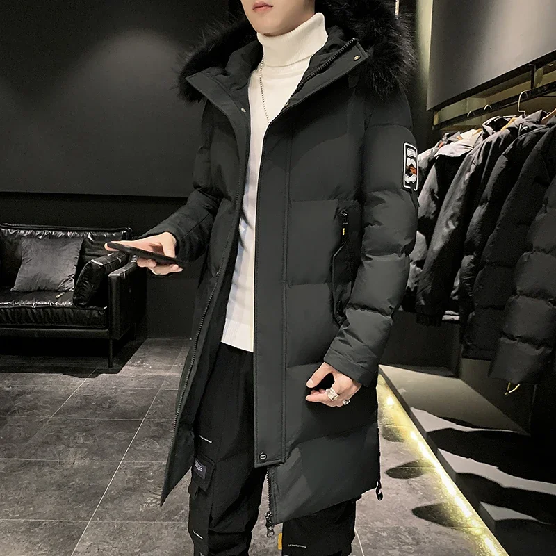 2023 Big Parker Jacket Men Winter Thickening New Casual Fur Collar Thickening Windproof Hooded Jacket Fashion Parker Coat S-3XL