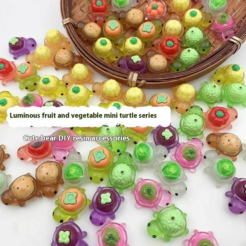 10/100pcs Mini Animal Resin Small Ornaments Creative Desktop Luminous Vegetables Turtle Festival Party Statues Decoration