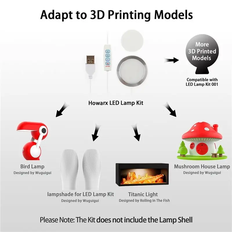 مجموعة مصابيح LED للطابعة ثلاثية الأبعاد CHCH 4Set، لـ A1/A1mini/P1S/P1P/X1C مصباح LED 5 فولت يعمل بمنفذ USB، 3 درجة حرارة ألوان قابلة للتعديل #3