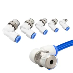 Pneumatic Rotary Connectors Bend Through Swivel Fitting 360° Rotation Male Thread M5 1/4 1/2 Hose Joint 6/8/10mm Elbow Connector