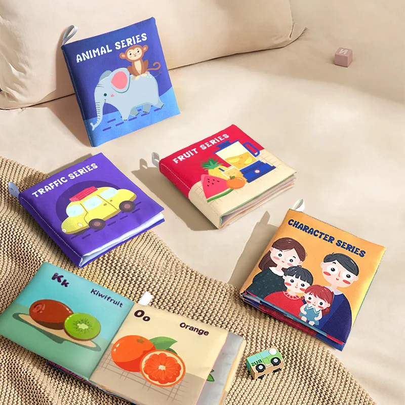 كتاب قماش للأطفال للتعليم المبكر لا يمكنه تمزيقها، ويمكن غسلها بالماء، ويمكن مضغها مع الصوت، لعبة أطفال كتاب معرفي
