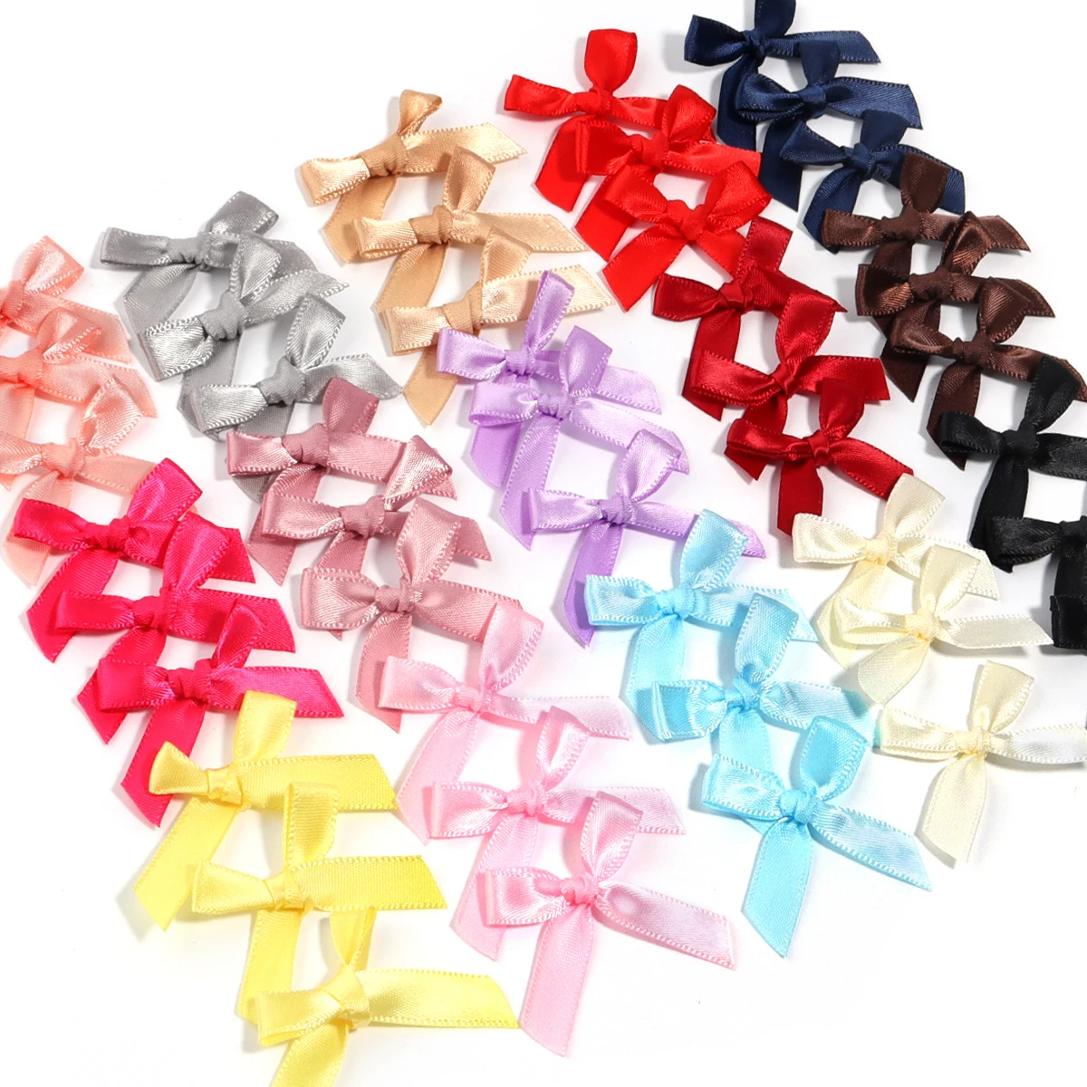 50pcs rubans en Satin nœuds colorés 3.5x4cm fleurs nœuds cravates ruban nœud papillon pour bricolage artisanat Scrapbooking cheveux vêtements décoration