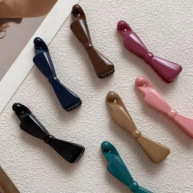 Koreanische Haarspangen im Schleifen-Stil, große Bananen-Haarspangen, glänzend, einfarbig, modische Pferdeschwanz-Haargummis für Damen – Detail 3