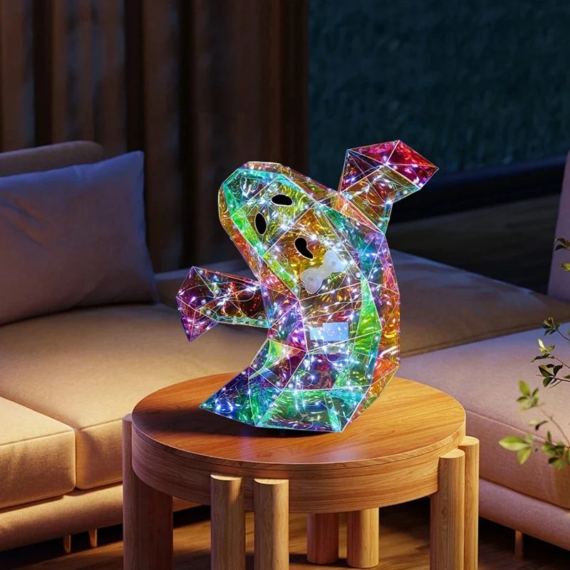 Prismatic Iridescent Spooky Ghost Statue,LED Ghost Statue,Halloween Decoration Ghost Statue Night Light Promotion