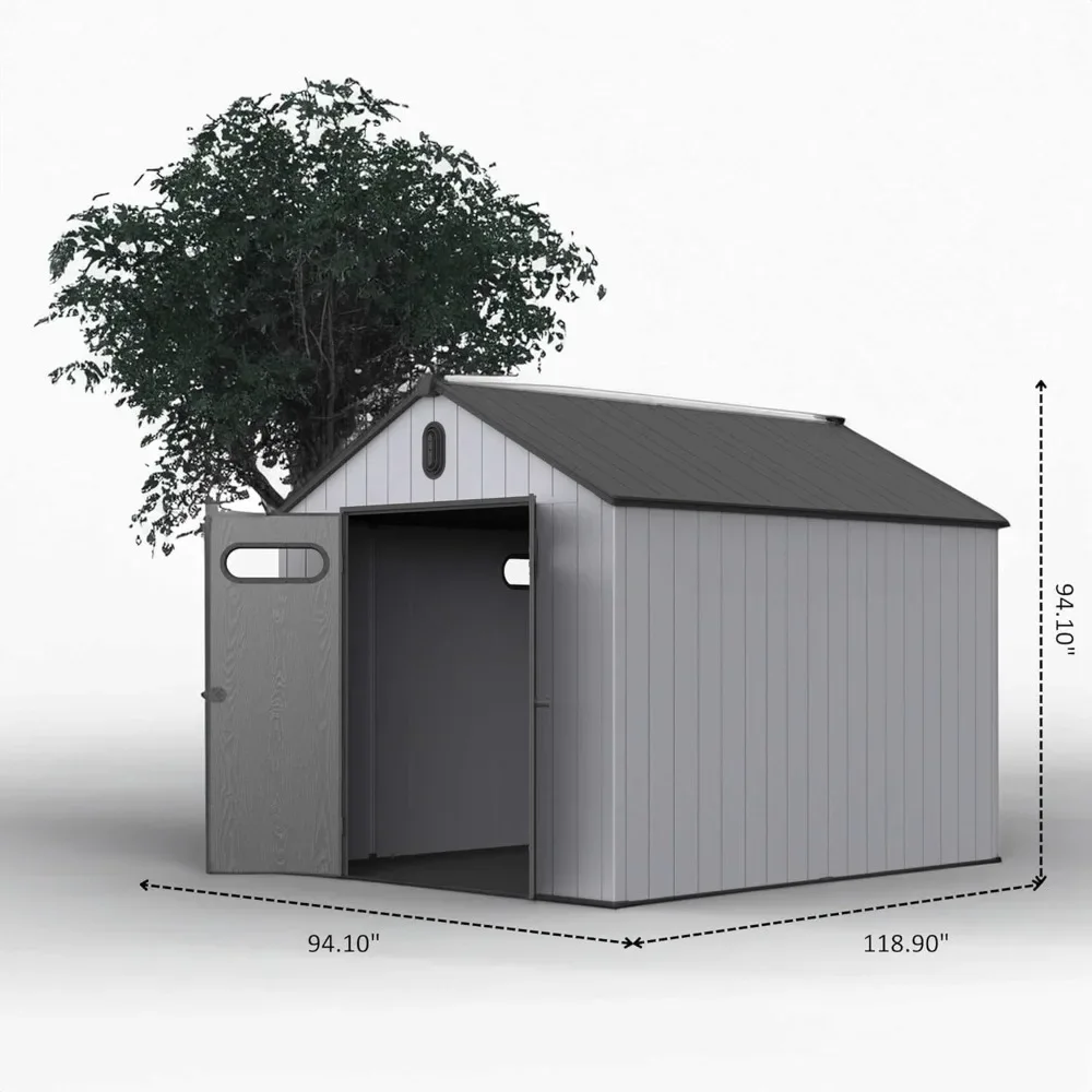 8x10ft Outdoor Storage Shed for Equipment Furniture and Garden Tools, Heavy Duty Plastic Tool Shed