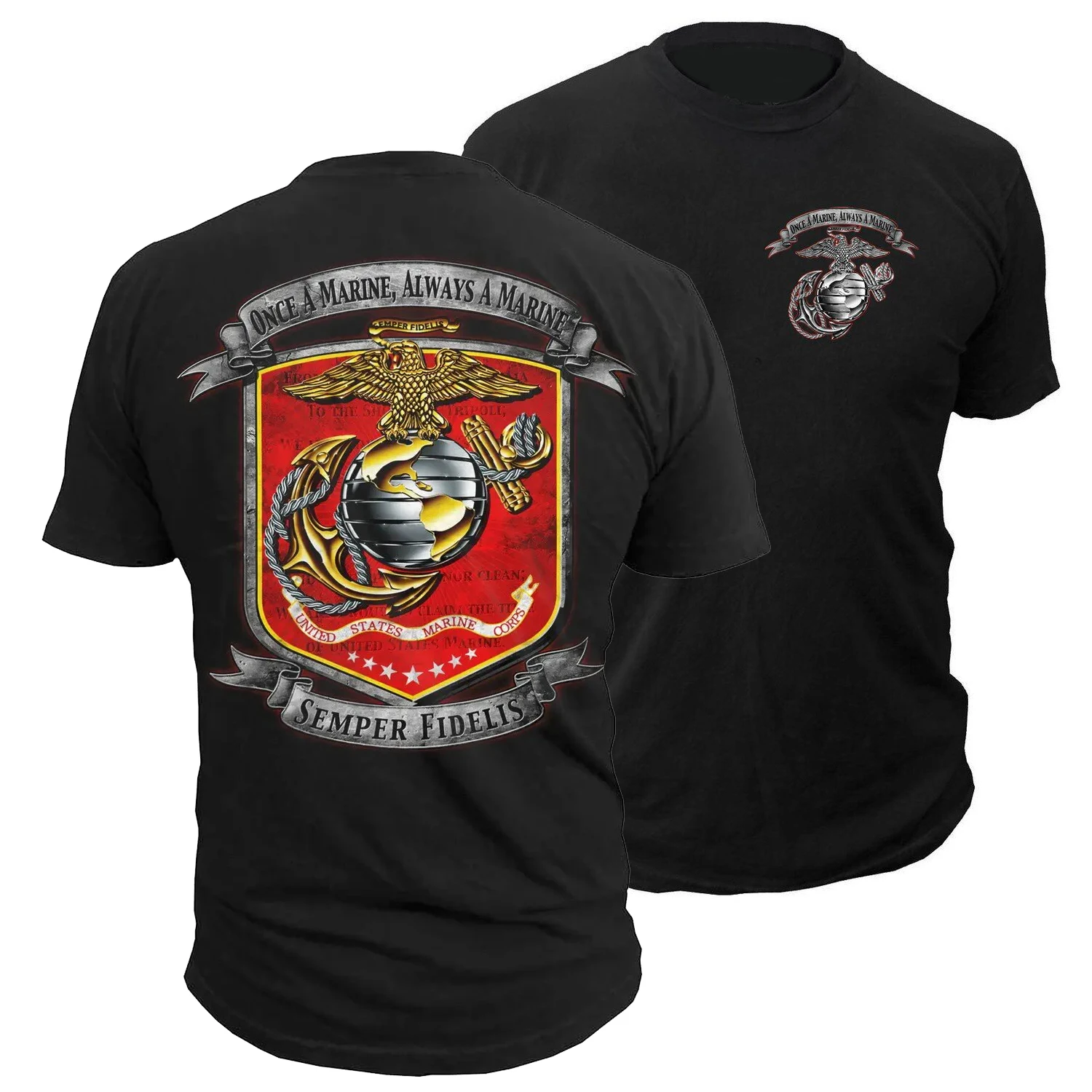 

Once A Marine, Always A Marine - US Marine Corps Veteran Gift T-Shirt 100% Cotton O-Neck Summer Short Sleeve Casual Mens T-shirt