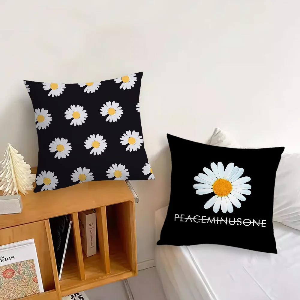 Fashion Daisy Cool Pillow Case Sofa Living Room Bedroom Headboard Backrest P-PeaceminusonES Cushion Square Cushion Nap Time