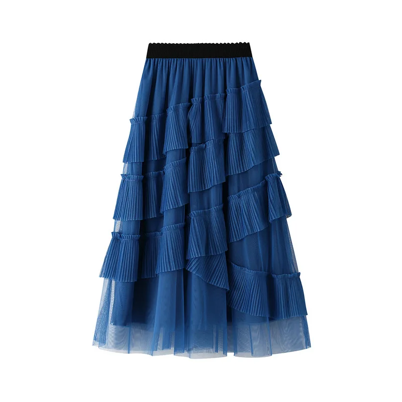 

Multi layered cake skirt for women in spring/summer 2024, high waisted and slim, super hot mesh skirt, mid length skirt