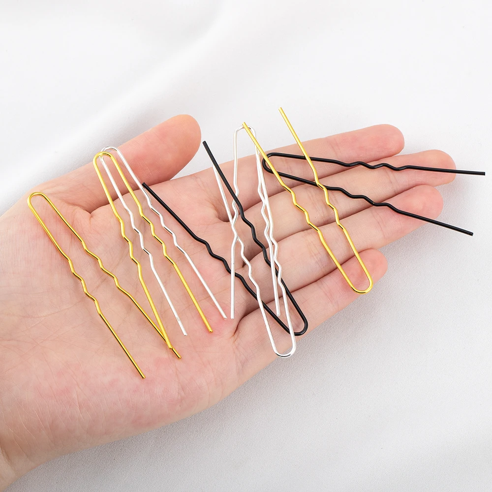 50 Uds. De horquillas en forma de U para mujeres y niñas, Base de moño de Metal para peluquería, pasador nupcial, herramientas de estilismo para el cabello de salón, Clips en U de 7cm