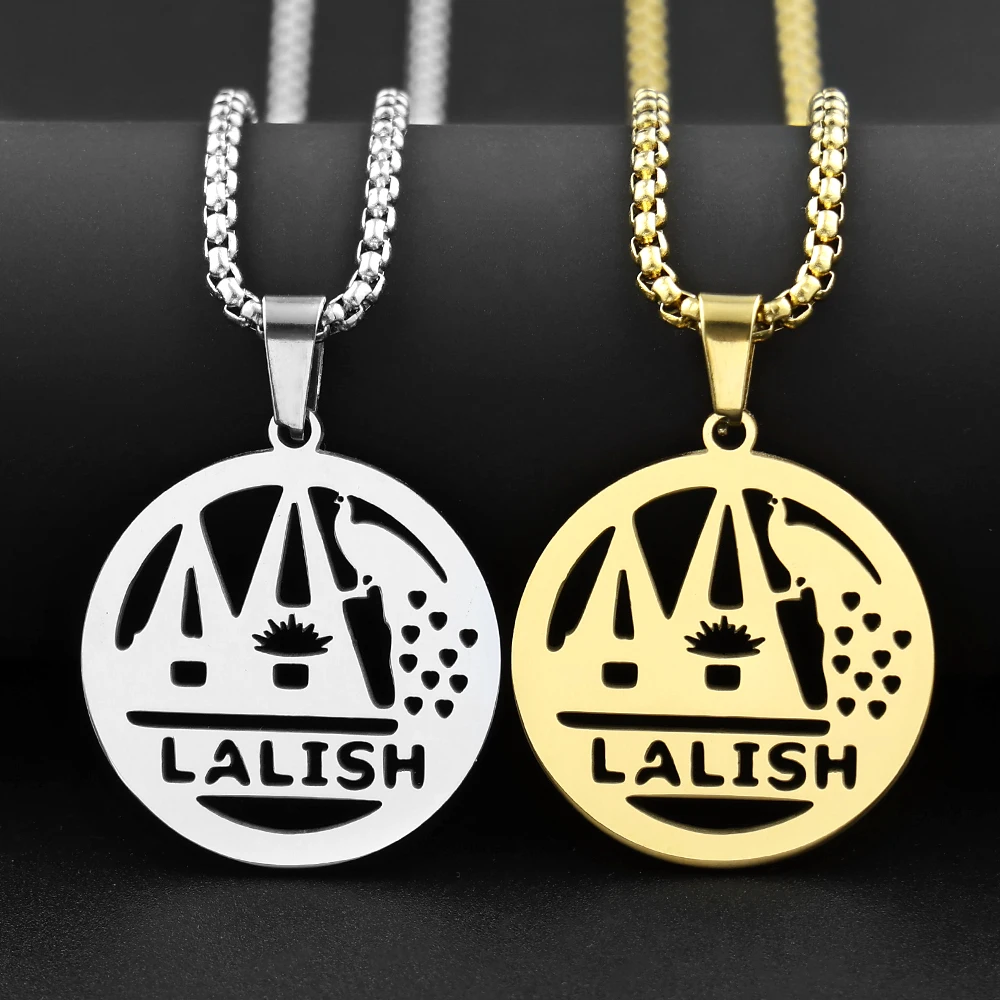 Yazidi Lalish Temple Peacock Symbol Pendant Necklace For Women Men Stainless Steel Gold Color Yazidism Chain Amulet Jewelry Gift