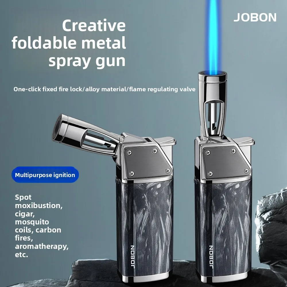 New Straight Forward Small Desktop Foldable One Key Ignition Lighter Torch Lighter Refillable Smoking Accessories Small Tools