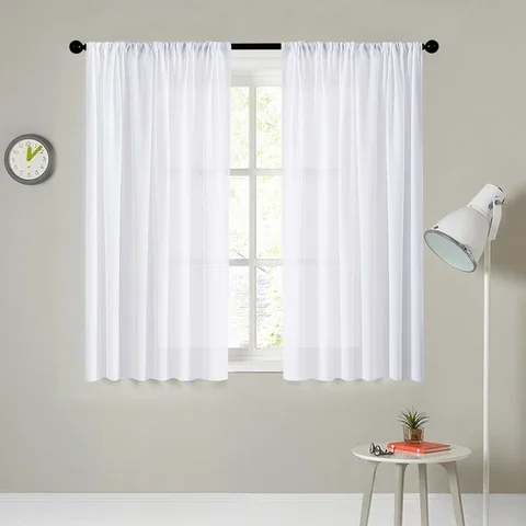 

BILEEHOME Short Sheer Curtains for Living Room Kitchen Tulle Curtains for Window Soft Window Drapes Gauze Window Treatments